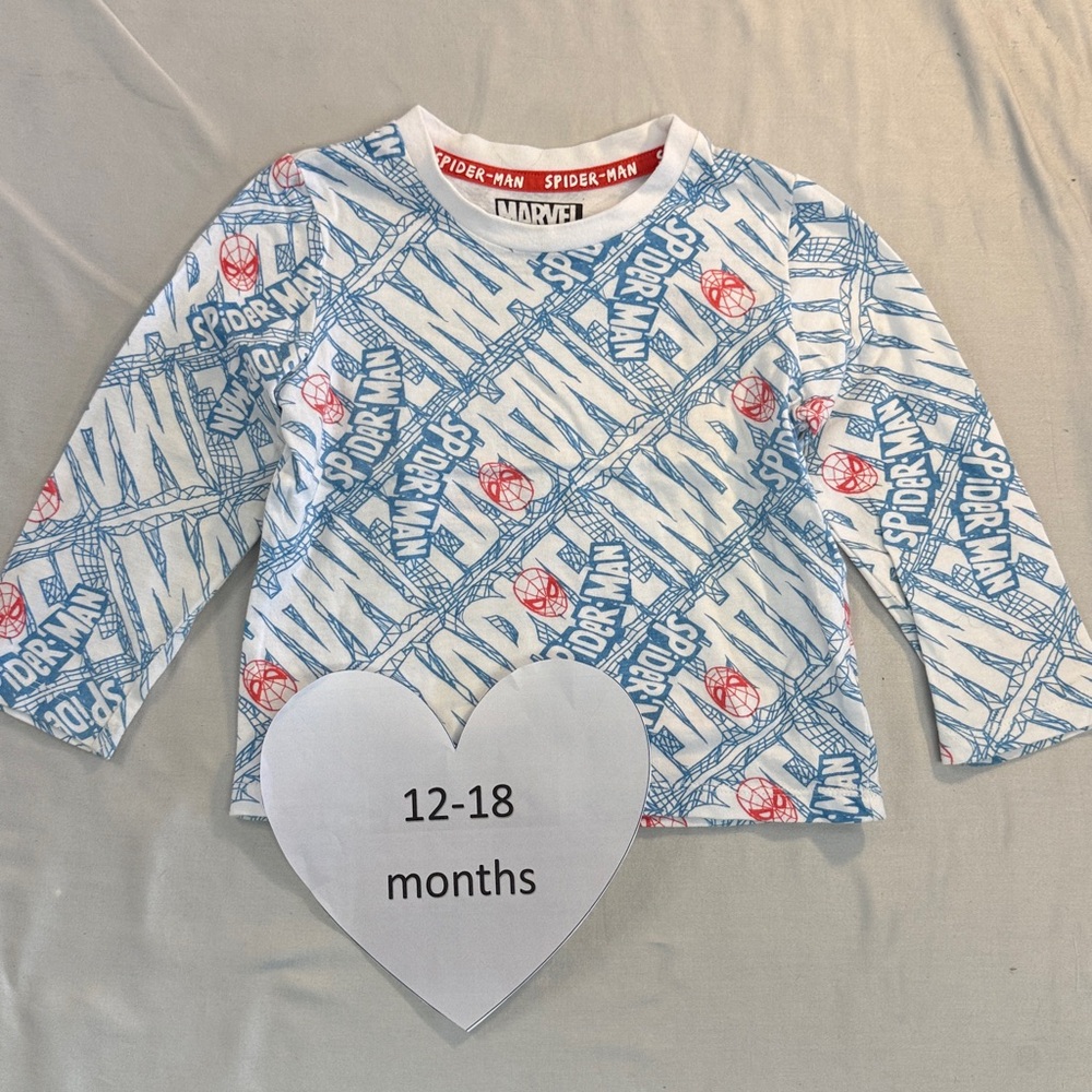 Marvel - Spiderman - long sleeve T-shirt. Size 12-18  months